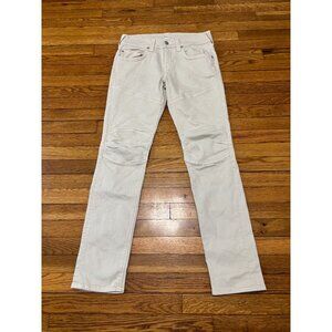 True Religion Mens Rocco Relaxed Skinny Jeans Size 30x33 Beige Moto Stretch